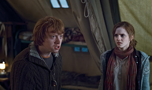 Rupert Grint as Ron Weasley and Emma Watson as Hermione Granger (Deathly Hallows) Rupert Grint as Ron Weasley and Emma Watson as Hermione Granger (Deathly Hallows)